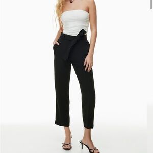 Aritiza Wilfred Black Tie-Waist Cropped Trousers